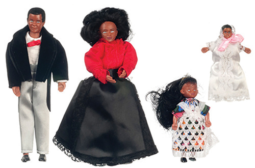 AZ00060 - Victorian Black Family Doll Set/4