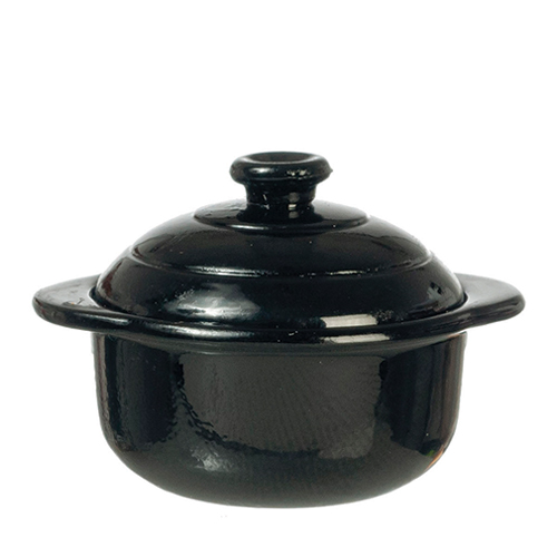 AZB3246 - Large Black Pot W/Lid