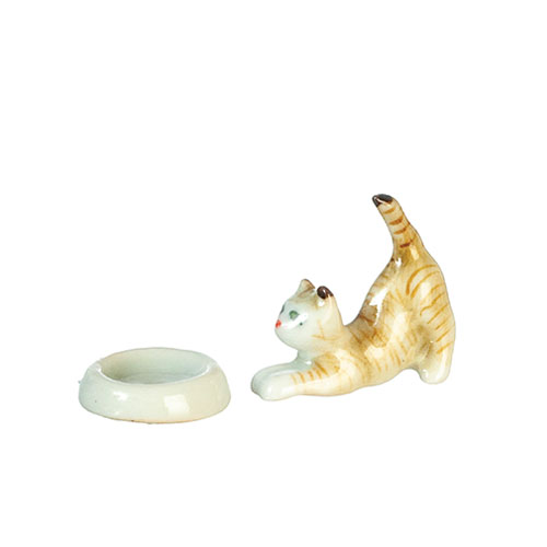 AZG6848 - Cute Cat W/Bowl/Ceramic