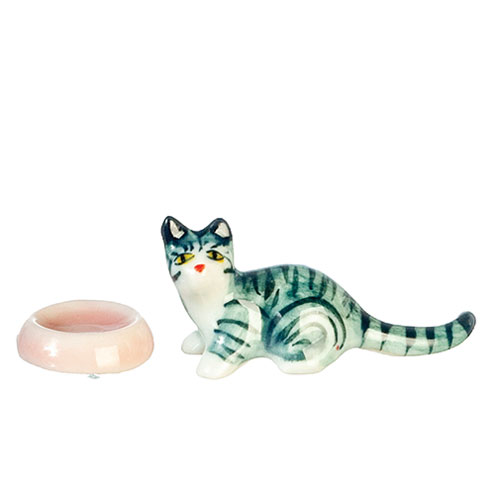 AZG6849 - Cute Cat W/Bowl/Ceramic