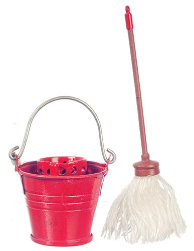 AZG7147 - Floor Mop With Red Tin Bucket
