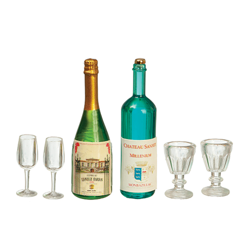 AZG8379 - Wine, Champagne, 4 Glasses
