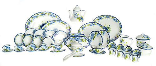 AZG8482 - Tea Set, 50 Pcs, Blue Floral