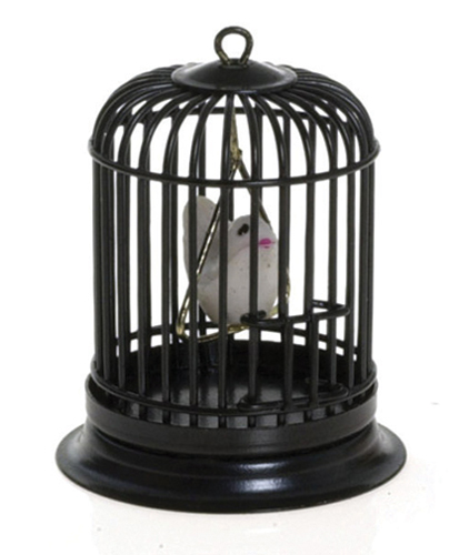 AZS8034 - Birdcage With Bird, Black