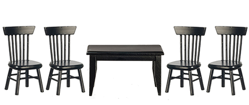 AZT0521 - Table/Chair Set, Black, 5 Pieces