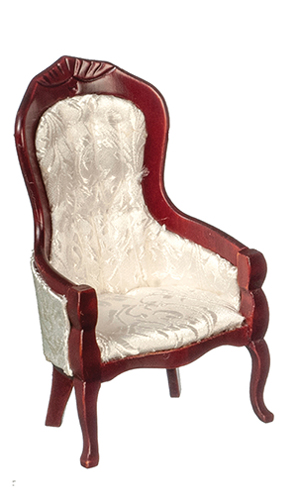AZT3811W - Victorian Gentleman&#39;S Chair, White/Mahogany, Cb