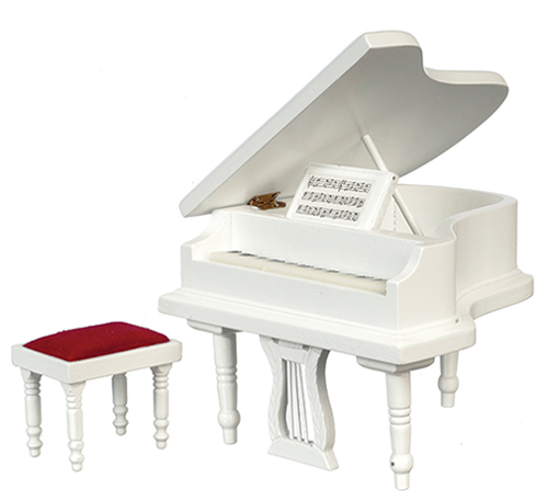 AZT5213 - Piano with Bench, White
