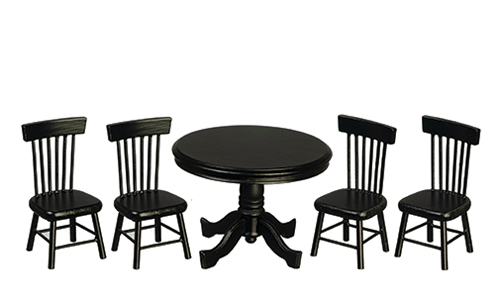 AZT5845 - Rd.Table/4 Chairs/Blk/Cs