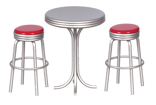 AZT5919 - Tall Table With 2 Stools, Red