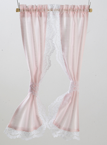 BB52204 - Curtain: Ruffled Sheer, Pink Curtain 7In