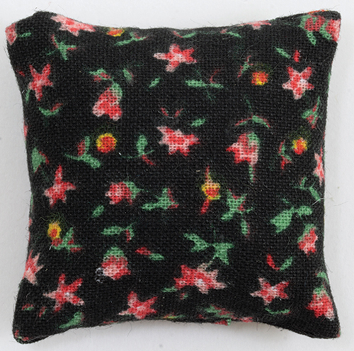 BB80034 - Pillow: Black with Pink Flowers