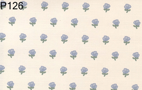 BH126 - Prepasted Wallpaper, 3 Pieces: Bl Floral Print/Cr