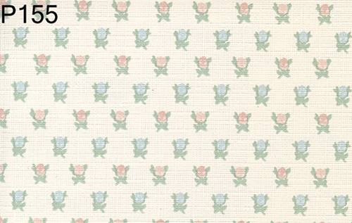 BH155 - Prepasted Wallpaper, 3 Pieces: Grn Floral Print On Cream