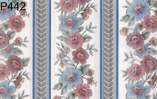 BH442 - Prepasted Wallpaper, 3 Pieces: Blue Floral Stripe