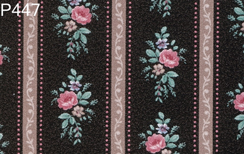 BH447 - Prepasted Wallpaper, 3 Pieces: Black Floral Stripe