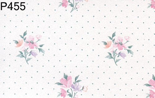 BH455 - Prepasted Wallpaper, 3 Pieces: Pink Floral Dot