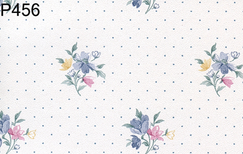 BH456 - Prepasted Wallpaper, 3 Pieces: Blue Floral Dot