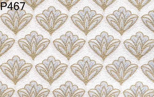 BH467 - Prepasted Wallpaper, 3 Pieces: Gold Etched Blue Blossom