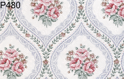 BH480 - Prepasted Wallpaper, 3 Pieces: Blue Lace Medallion