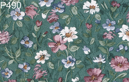 BH490 - Prepasted Wallpaper, 3 Pieces: Wild Flowers On Emerald