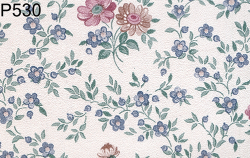 BH530 - Prepasted Wallpaper, 3 Pieces: Brt Blue Floral