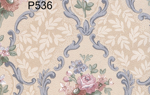BH536 - Prepasted Wallpaper, 3 Pieces: Blue Framed Bouquet