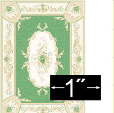 BPRG437 - Rug: Aubusson Green, 1/4 Inch Scale