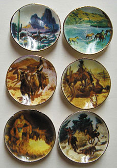 BYBCDD437 - 6 Cowboy Scene Plates