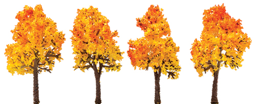 CA6003 - 3 Inch Red Orange Autumn Tree with Textured Trunk, 4pk