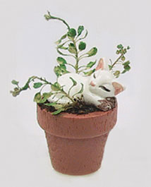 CAR1163 - Cat In Flower Pot