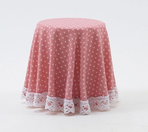 CB124P - Skirted Table-Pink Mini Dot