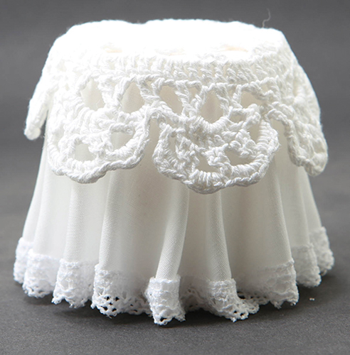 CB126W - Lace Top Skirted Table, White