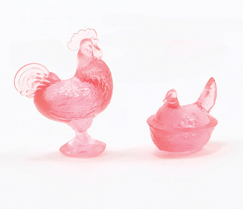 CB152P - Rooster and Hen Figurines, Pink