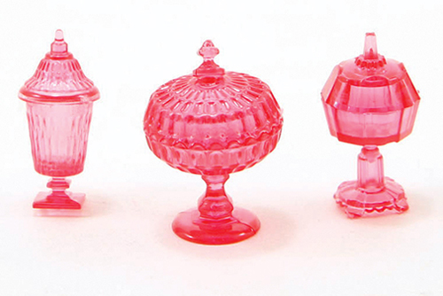 CB68CR - Candy Dishes, 3Pc, Cranberry