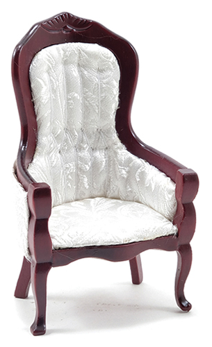 CLA10699 - Victorian Gent&#39;s Chair, Mahogany with White Brocade Fabric  ()