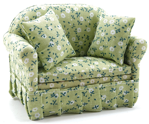 CLA10826 - Sofa with Green Floral Print Fabric
