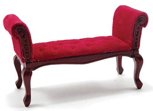 CLA10841 - Settee, Mahogany with Red Velour Fabric  ()