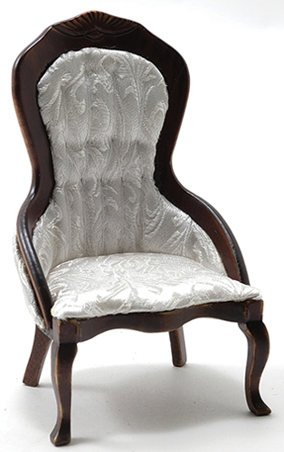 CLA10972 - Victorian Lady&#39;s Chair, Walnut, White Brocade Fabric  ()