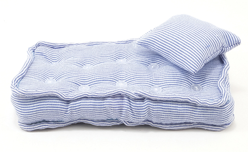 CLA99502 - Single Mattress with Pillow, Blue/White  ()
