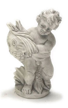 FCA1047GY - Statue-Angel with Fish -Gray