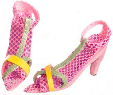 FCA3164 - High Heels, Pink with Yellow and Green