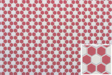 FF60691 - Tile Floor: 3/8 Hexagons, 11 X 15 1/2, Red/White