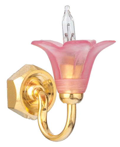 HW2798 - Pink Tulip Brass Sconce