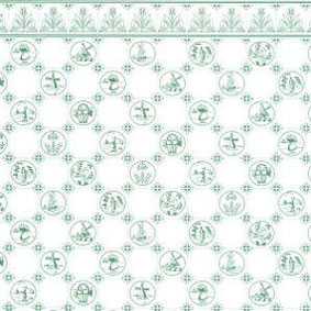 JMS04 - Wallpaper, 3pc: 1/2 Scale Dutch Tile, Green On White