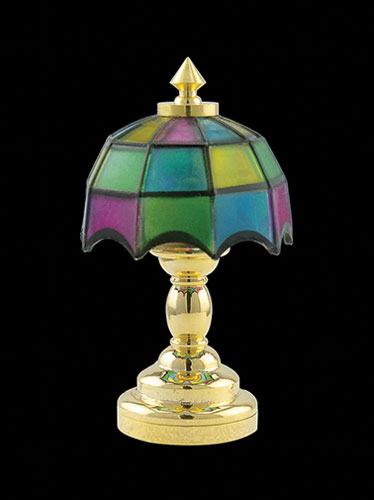 MH51012 - LED  Battery Tiffany Brass Table Lamp with Wand CR1632 Battery Included, 3 Volt