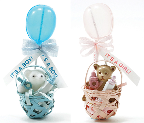 MUL4411 - Baby Congratulations, Pink or Blue, Assorted Items in Basket