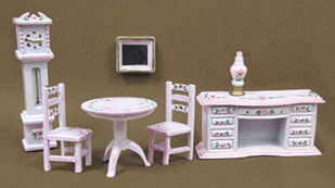 MUL5407A - Discontinued: 1/4In Parlor Set, Hand Painted White/Pink