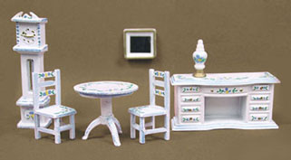 MUL5407B - Discontinued: 1/4In Parlor Set, Hand Painted, White/Blue