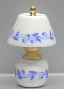 NCRA0174 - China/Brass Lamp-Blue Leaves