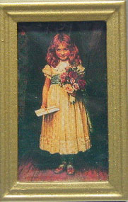 NCRA0199 - Picture, Girl/Flower, Gold Frame 1 1/2 X 2